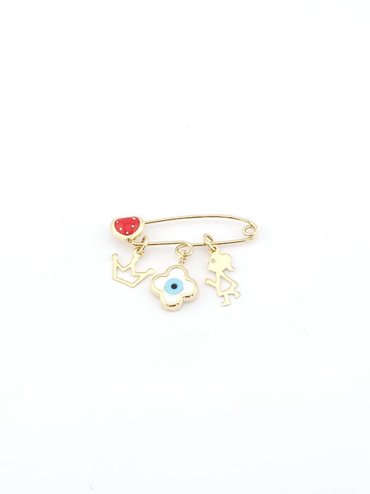 Child Safety Pin made of Gold 9K for Girl