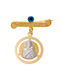 Kontopoulos Child Safety Pin made of Gold and White Gold 9K with Icon of the Virgin Mary