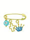 Art d or Child Safety Pin made of Gold 9K with Cross for Boy