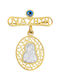 Verorama Child Safety Pin made of Gold and White Gold 9K with Icon of the Virgin Mary