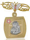 Vitopoulos Child Safety Pin made of Gold and White Gold 9K with Icon of the Virgin Mary for Girl