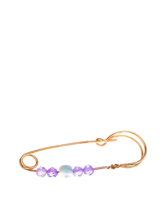 Gatsa Child Safety Pin made of Gold 9K with Constantinato for Girl