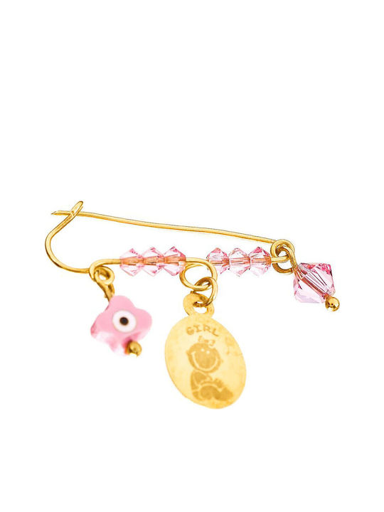 Gatsa Child Safety Pin made of Gold 14K with Constantinato for Girl
