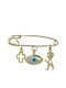 Roloi Kaliamanis Kids Gold 9K Safety Pin Charm with Cross for Boy