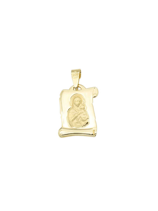 Pandantiv Talisman pentru copii cu Fecioara Maria din Aur 14K ΦΥ307-0