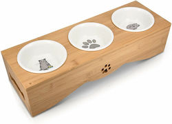 Navaris Raised Pet Ceramic Cat Bowl for Food & Water with Stand 130ml