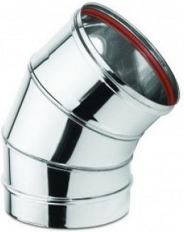 KymaSol Ημιγωνία Σύνδεσης Καπνοδόχου Inox 180mm Ασημί