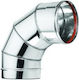 KymaSol Colțar Conector de Coș de Fum Inox 250mm Argintiu