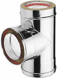 Inox Shell T-Rohr Rauchrohrverbindung Inox 150mm Silber