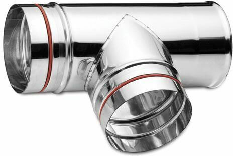 Inox Shell Ταφ Σύνδεσης Καπνοδόχου Inox 180mm Ασημί
