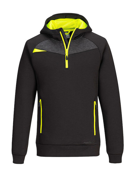 Portwest Men's Long Sleeve Work Sweatshirt Black Fleece with Hood