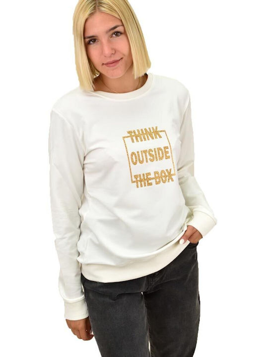 First Woman Think Outside Box Women's Sweatshirt White