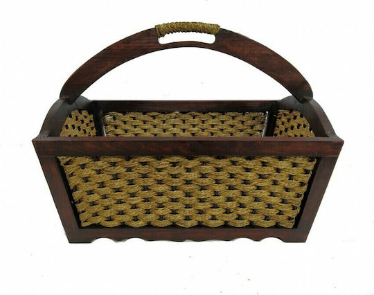 Decorative Basket Wooden with Handles Brown 38x29x46cm