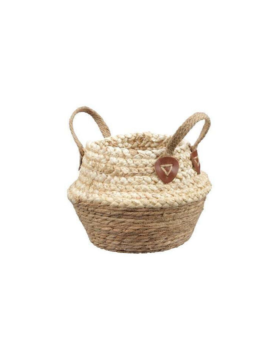 Othmar Maize Dekorativer Korb Korbweide mit Griffen Beige 21x21x26cm