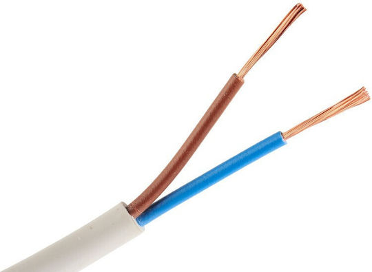 Καλώδιο Ρεύματος με Διατομή 2x1mm² σε Λευκό Χρώμα 1m Εύκαμπτο
