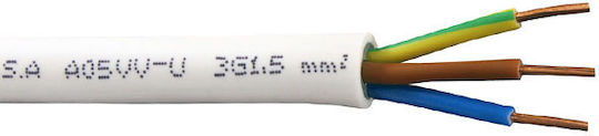 Power Cord Type NYM with Cable Properties 3x1.5mm² in White Colour 1m