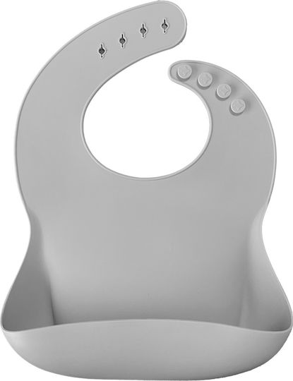 Minikoioi Wasserdicht Lätzchen Silikon mit Tasche Gray für 6 m+