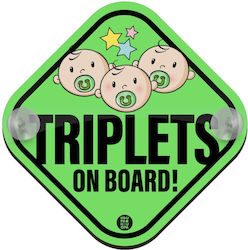 Twins Baby on Board Car Sign Green with Suction Cup