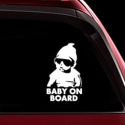 Frisky Baby on Board Sticker White