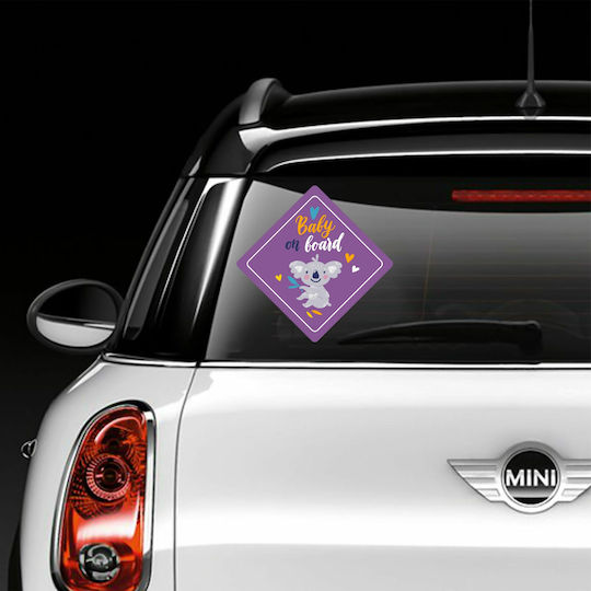 Σήμα Baby on Board με Αυτοκόλλητο Ροζ