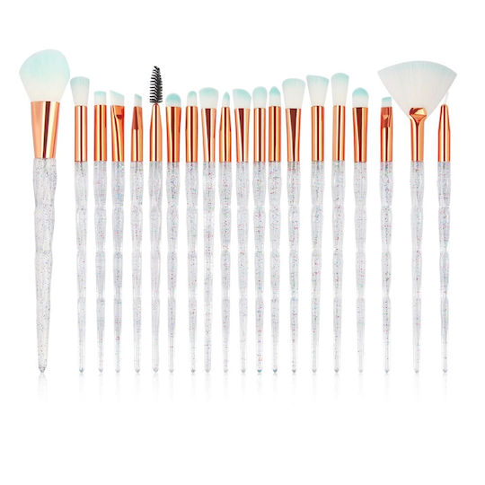 Professionell Set mit Make-up-Pinseln aus synthetischem Haar Glitter Diamond Crystal Handle 20Stück