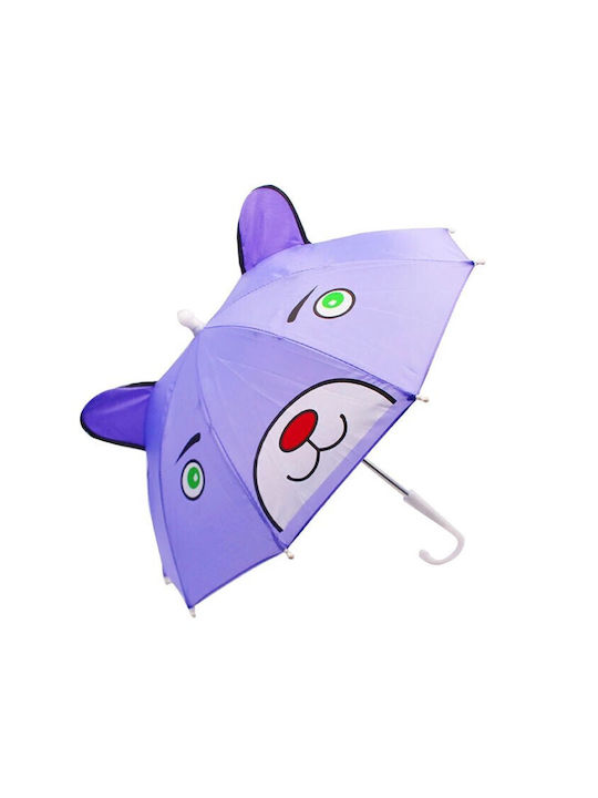 Kids Curved Handle Umbrella with Diameter 50cm Purple