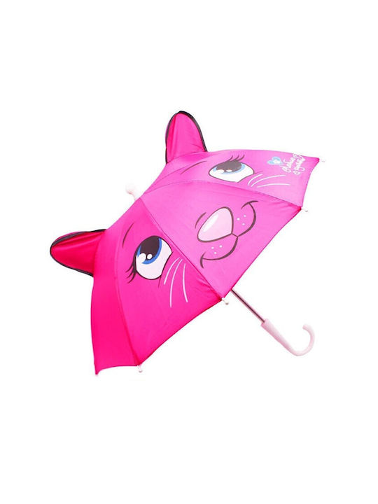 Kinder Regenschirm Gebogener Handgriff Fuchsie mit Durchmesser 50cm.