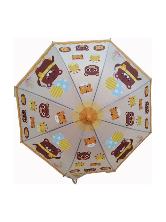 Kids Curved Handle Auto-Open Umbrella with Diameter 94cm Orange