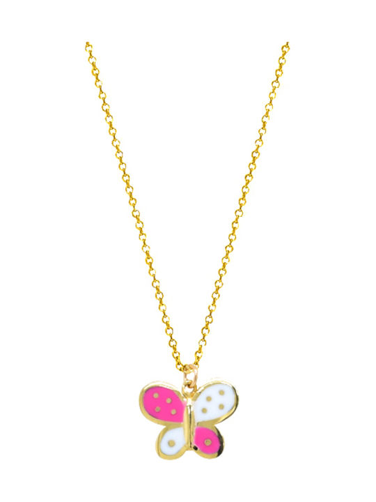 Kinderhalskette Schmetterling aus Gold mit Kette 14K KL1456