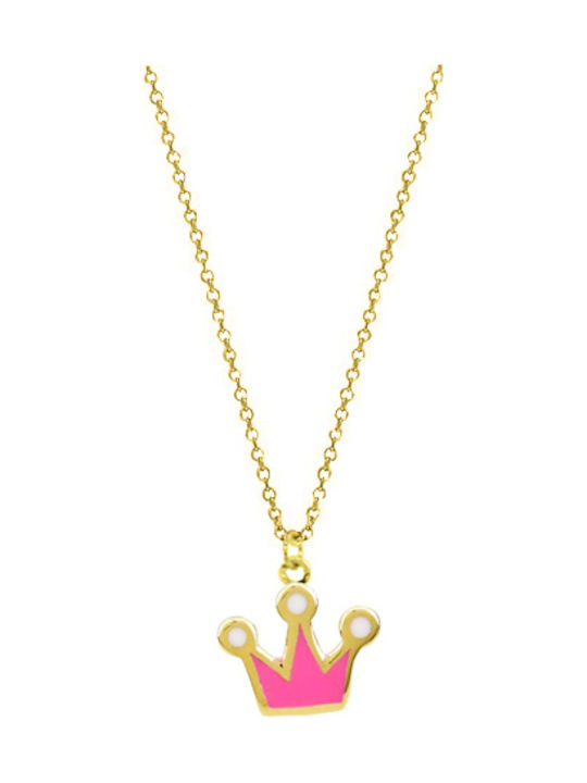 Gold Chain Kids Necklaces Crown 14K KLP025