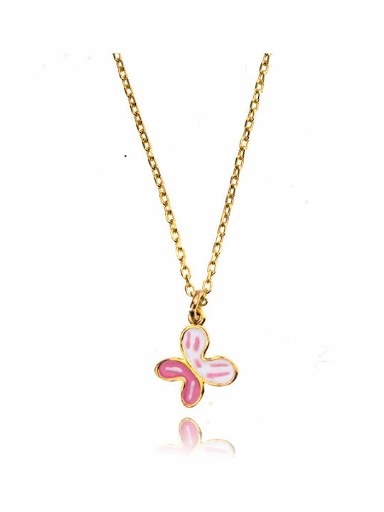 Gold Plated Silver Chain Kids Necklaces Butterfly KIDK009