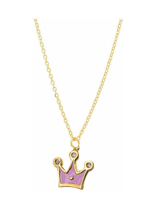 Gold Plated Silver Chain Kids Necklaces Crown STER1739