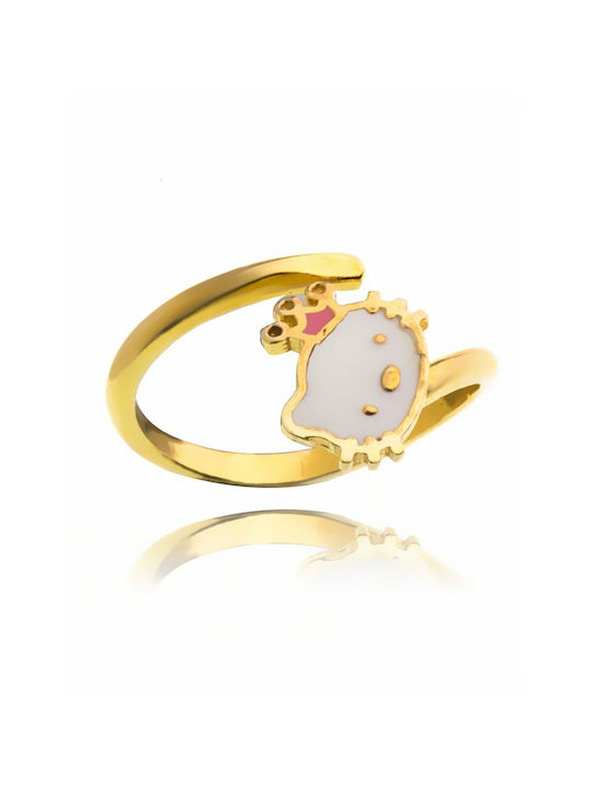 Gold Plated Silver Opening Kids Ring with Design Hello Kitty KIDS010