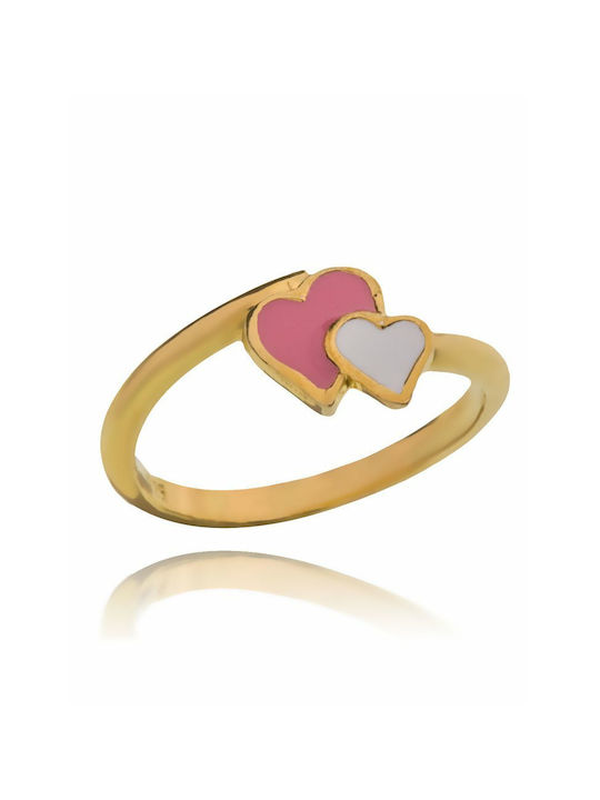 Vergoldet Kinder Ring mit Design Herz Eröffnung aus Silber KIDS001
