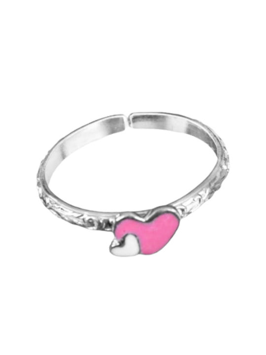 Silver Opening Kids Ring with Design Heart ΔΤ110