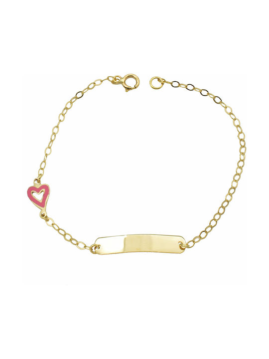 Kids Gold ID Bracelet 9K with Flower for Girl