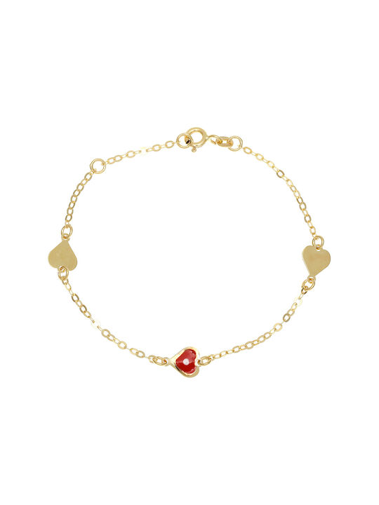 Kids Bracelet Chain from Gold 9K with Heart