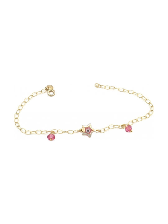 Kids Bracelet Chain from Gold 14K with Evil Eye