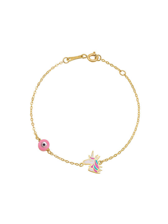 Kinderarmband Kette aus Gold 14K mit Böses Auge