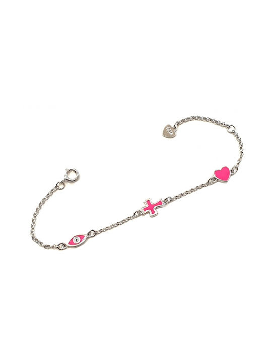 Kids Silver Chain Bracelet with Cross for Girl