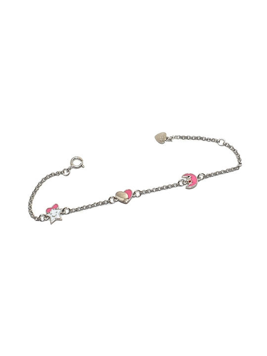 Kids Silver Chain Bracelet with Heart for Girl