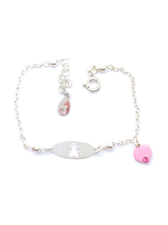 PS Silver Kids Silver ID Bracelet with Heart for Girl