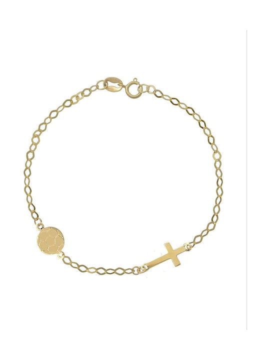 Ortaxidis Kids Bracelet Chain from Gold 9K with Σταυρό