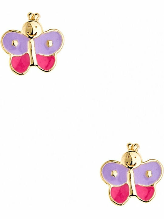 Kritsimis Hypoallergenic Gold Studs Kids Earrings Butterflies 14K