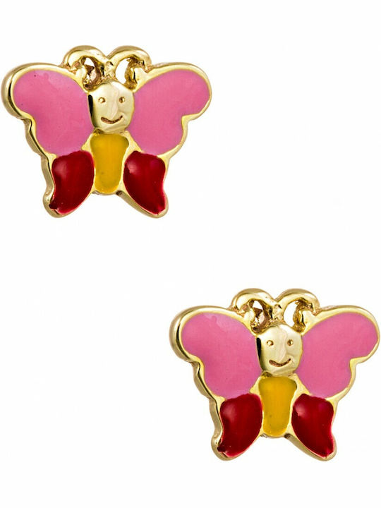 Kritsimis Hypoallergenic Gold Studs Kids Earrings Butterflies 9K