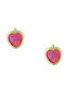 Cercei pentru copii Studs Inima din Aur 9K Yellow Gold-Pink