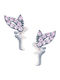 Kids Earrings Studs with Stones from White Gold 9K