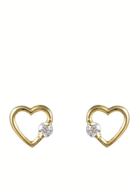 Gold Studs Kids Earrings with Stones 14K