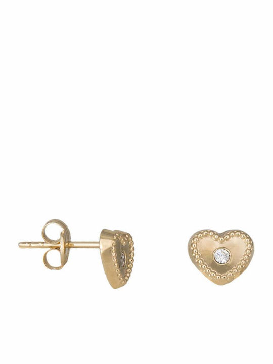 Gold Studs Kids Earrings Hearts 9K