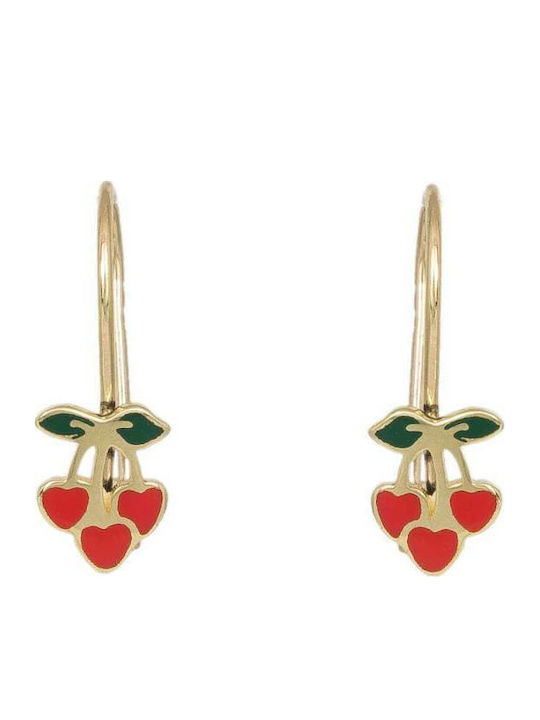 Cercei Copii Suspendate Fructe Din Aur 14K